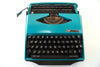 Vintage Smith Corona Karmann Ghia Super G Portable Typewriter (c.1970s) Turquoise - thirdshift