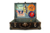 Vintage Metal Roller Skate Case in Black with Original Stickers (c.1950s) - thirdshift