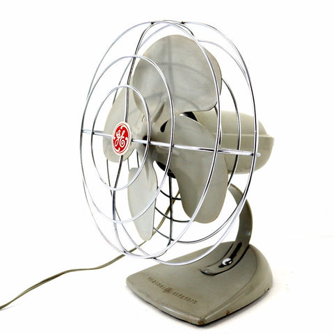 Vintage Industrial Open Cage Oscillating Fan by General Electric (c.1950s) - thirdshift