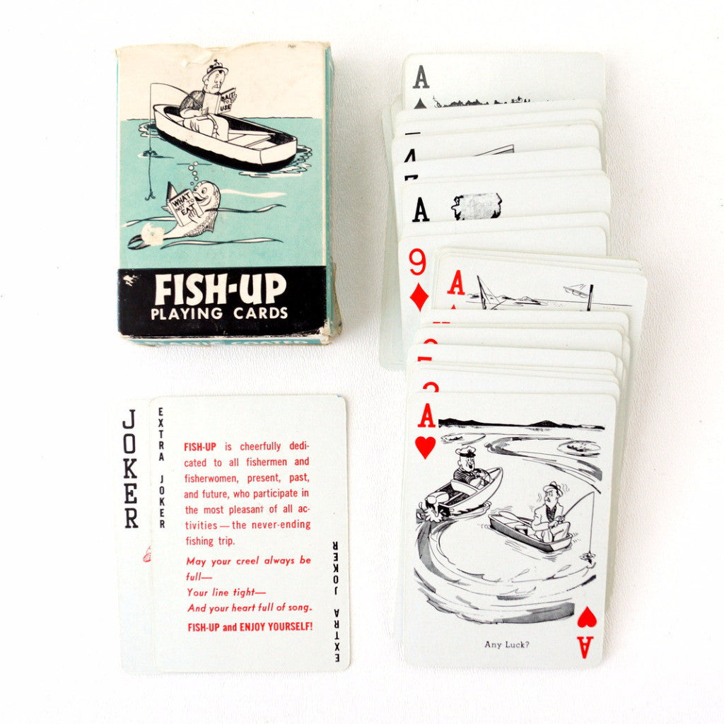 Vintage Fish-Up Playing Cards in Original Box (c.1950s