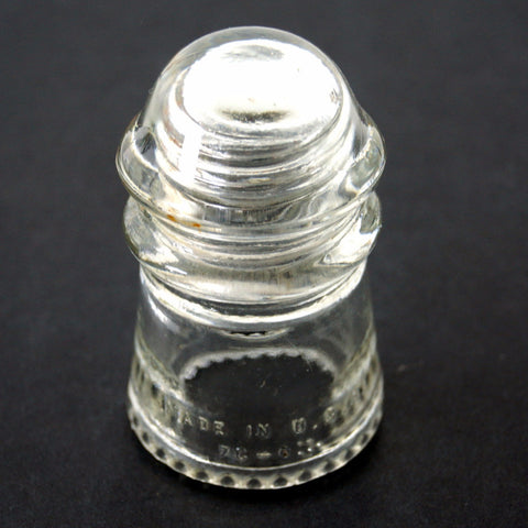 Vintage Glass Insulator, Hemingray 9 in Clear, Small (c.1940s) - thirdshift