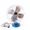 Vintage Oscillating Open Cage Desk Fan by Coronado in Metallic Blue (c.1950s) - thirdshift