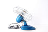 Vintage Oscillating Open Cage Desk Fan by Coronado in Metallic Blue (c.1950s) - thirdshift