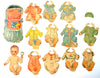 Vintage Paper Baby Doll "Tommy" with Clothing, 14 pieces (c.1940s) - thirdshift