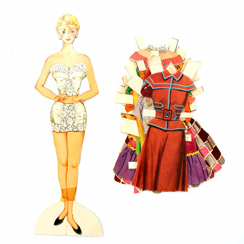 Vintage Paper Doll "Judy" with Clothing, 11 pieces (c.1940s) - thirdshift