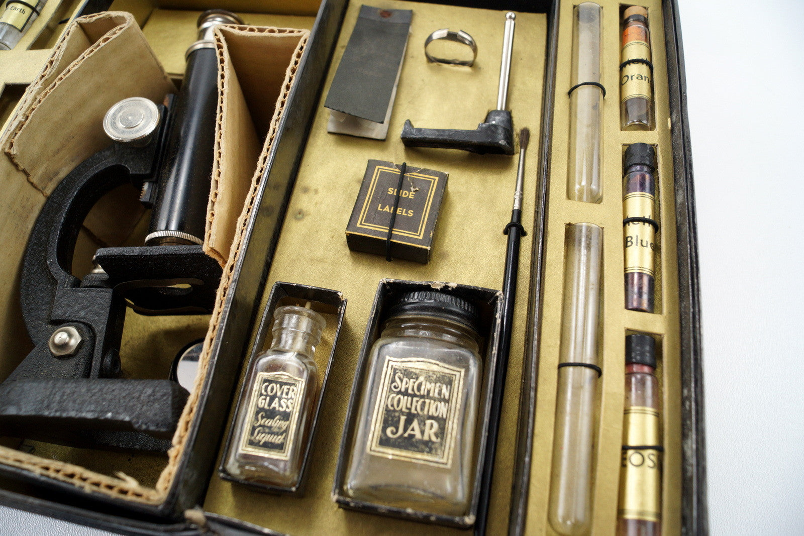 Vintage Microset Microscope Kit Model 3 MW, 75-500x Zoom (c.1920s) - thirdshift