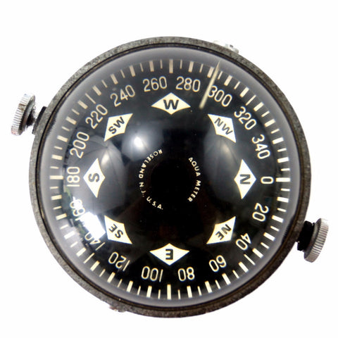 Vintage Marine Compass Liquid Filled in Black Metal Housing by Aqua Meter (c.1950s) - thirdshift