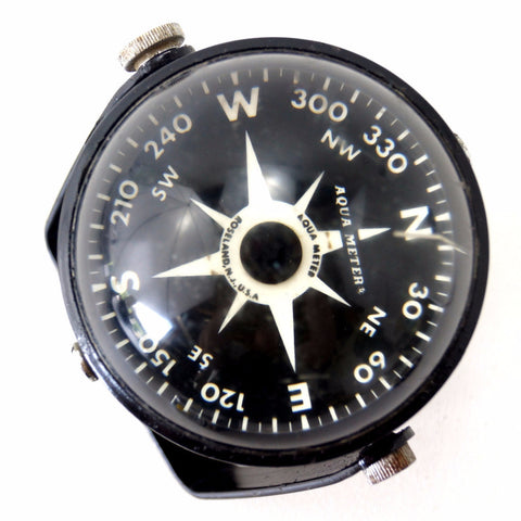 Vintage Marine Compass Liquid Filled in Black Metal Housing by Aqua Meter (c.1950s) N2 - thirdshift
