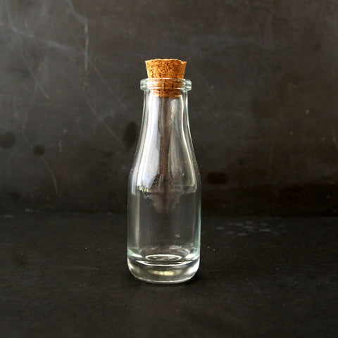Small Glass Bottle with Cork (4" tall x 1.25" diameter), 40 ml capacity - thirdshift