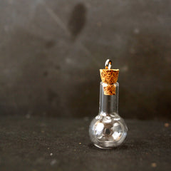 Fillable Glass Florence Flask Charm with Cork Stopper and Eye Hook (28mm) - thirdshift