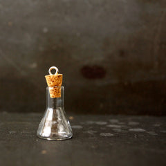 Fillable Glass Erlenmeyer Flask Charm with Cork Stopper and Eye Hook - thirdshift