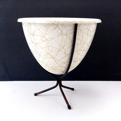 Vintage Mid Century Tripod Bullet Planter with Drizzle Pattern (c.1960s) - thirdshift
