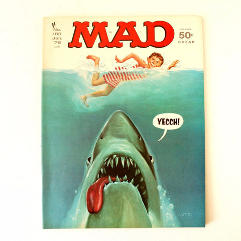 Vintage MAD Magazine "JAWS" Shark Parody Issue #180 (c.Jan. 1976) N1 - thirdshift