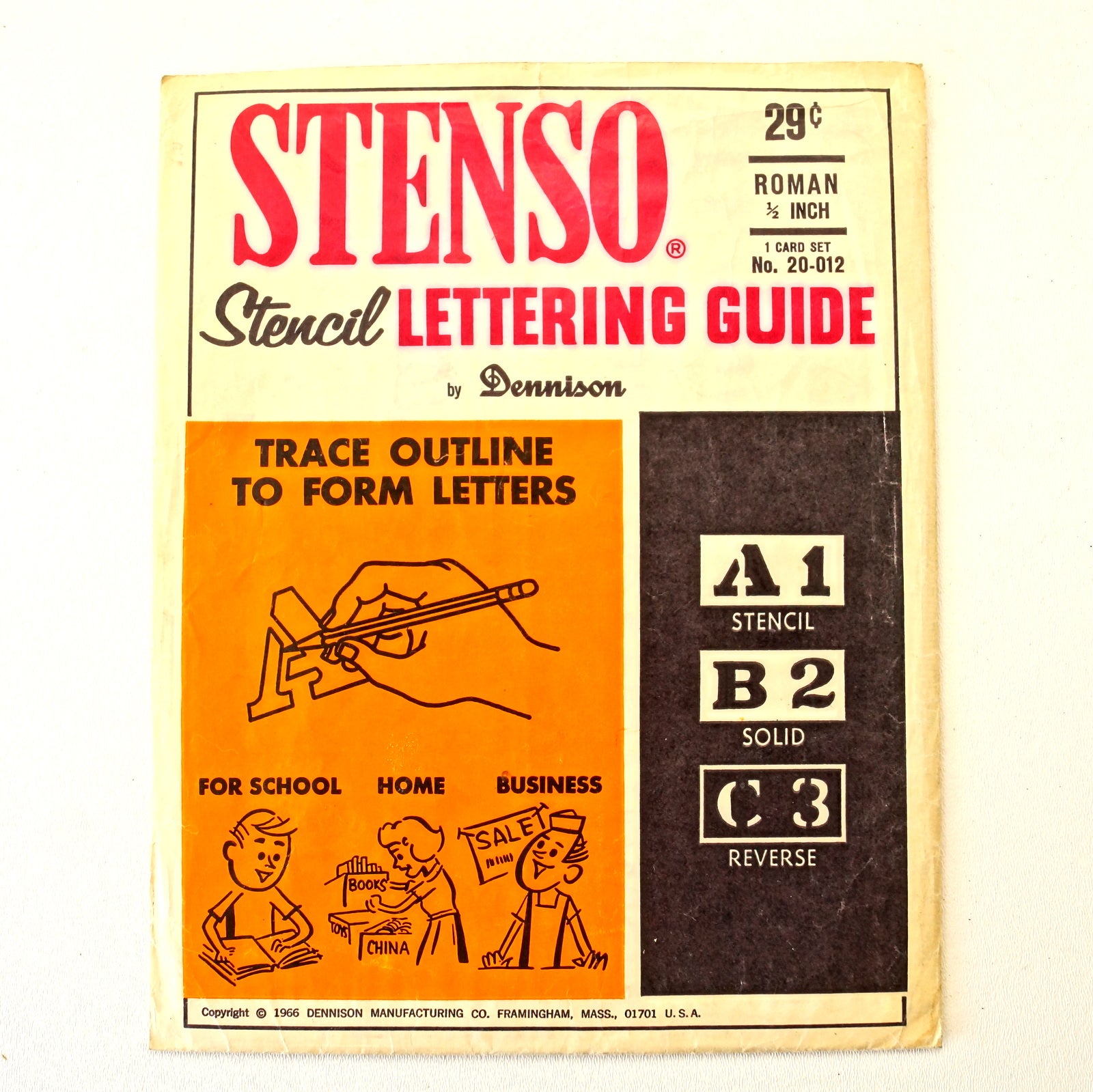 Vintage STENSO Stencil Lettering Guide, Roman 1/2 Letters Numbers (c. –