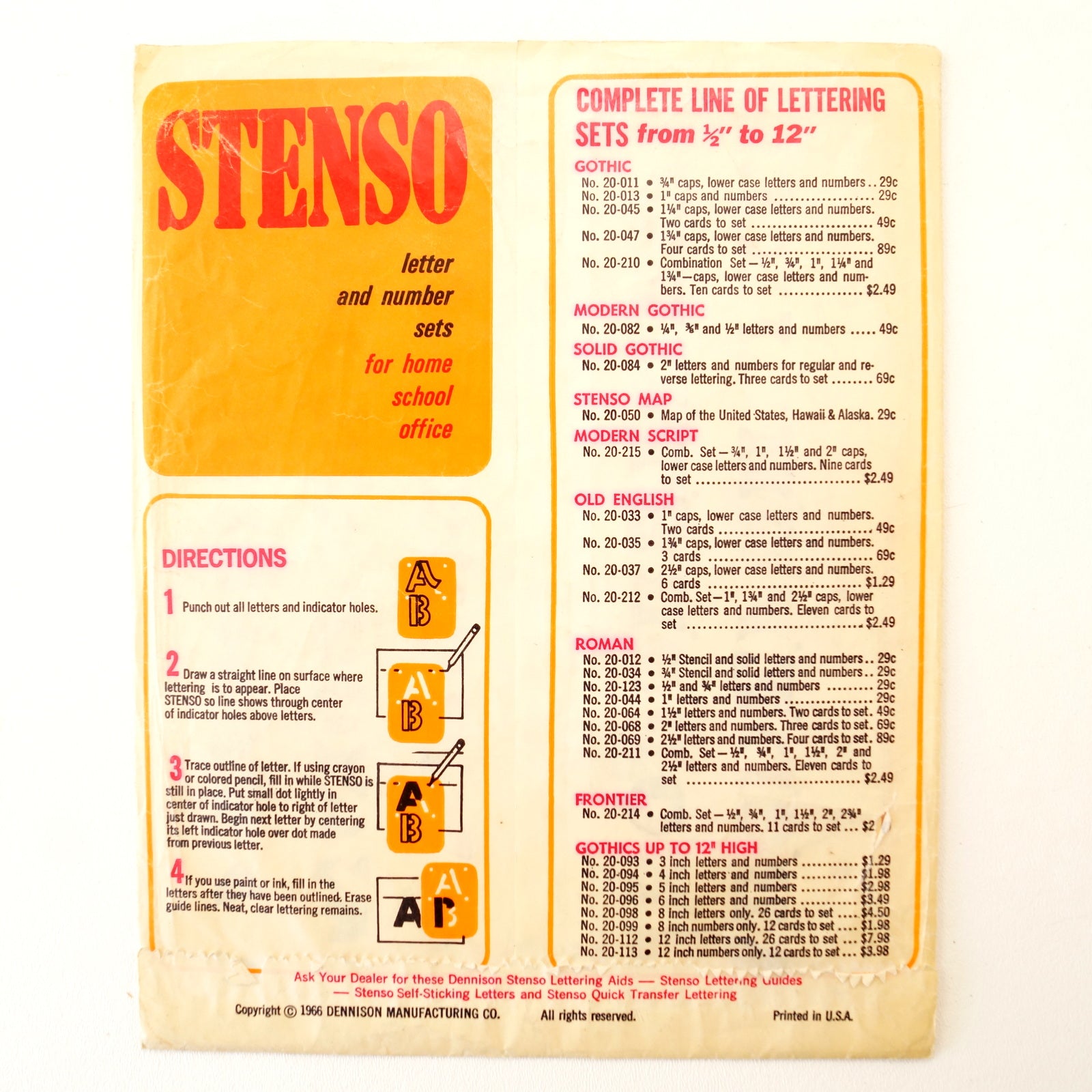 Vintage STENSO Stencil Lettering Guide, Roman 1/2 Letters Numbers (c. –