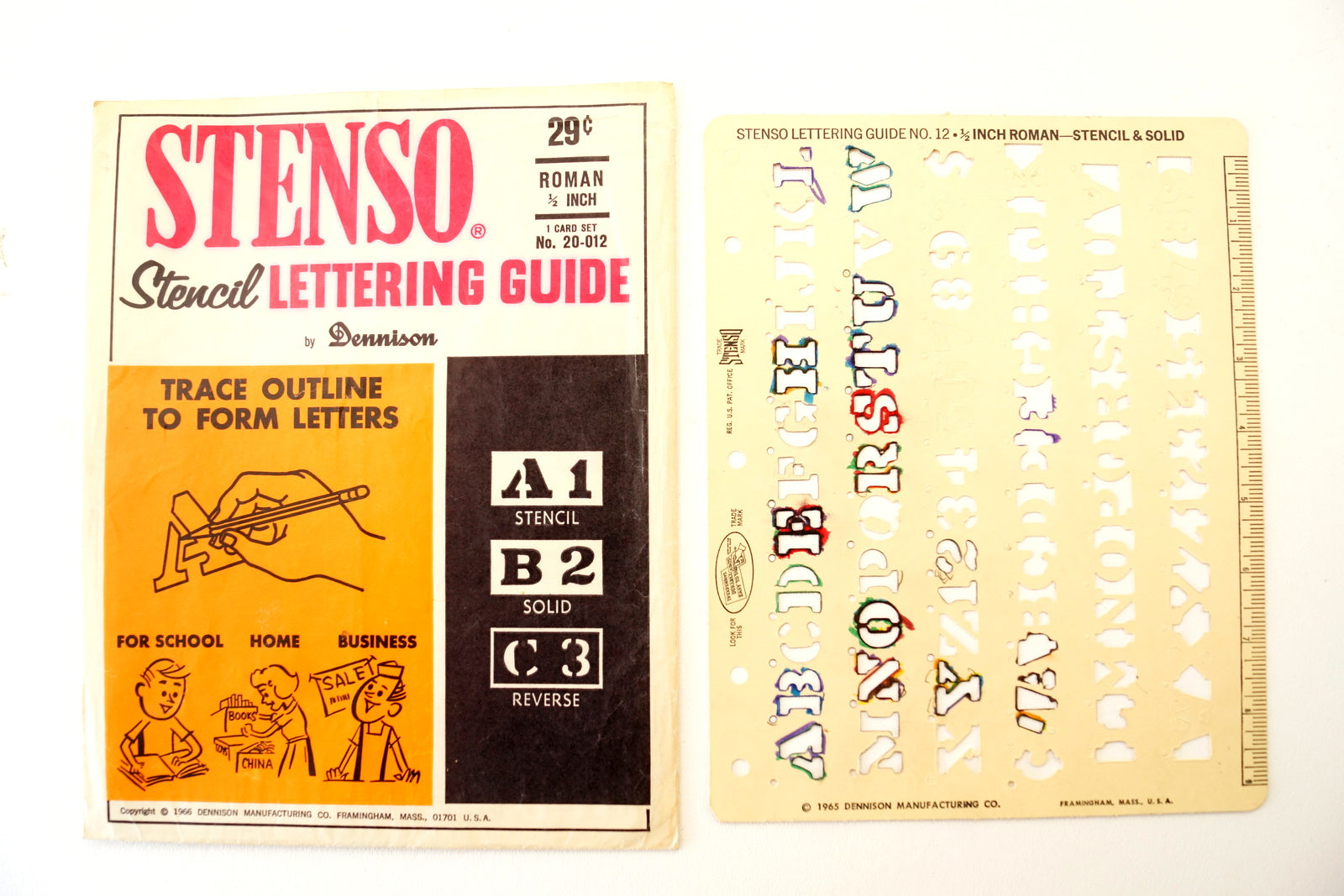 Vintage STENSO Stencil Lettering Guide, Roman 1/2 Letters Numbers (c. –