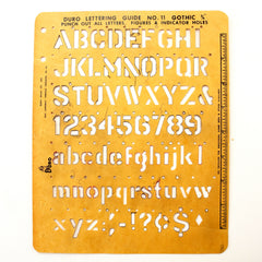 Vintage DURO Stencil Lettering Guide, Gothic 3/4" Letters Numbers (c.1965) - thirdshift