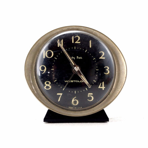 Vintage Baby Ben Alarm Clock by Westclox in Black and Silver (c.1940s) - thirdshift