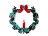 Vintage Stained Glass Holly Wreath with Candle (c.1980s) - thirdshift