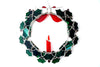 Vintage Stained Glass Holly Wreath with Candle (c.1980s) - thirdshift