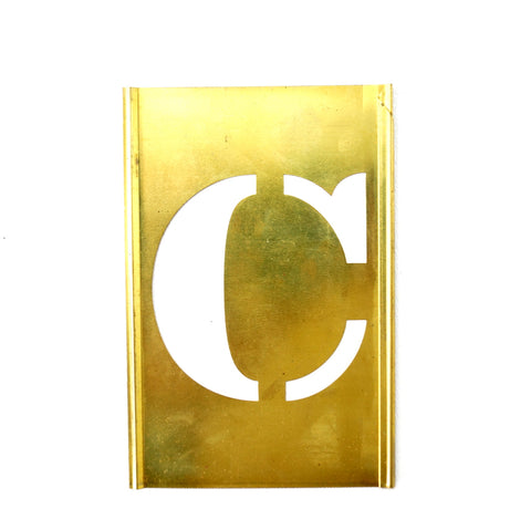 Vintage Brass Stencil Letter "C", Reese's Interlocking Stencils, 2-1/2" letter (c.1950s) - thirdshift