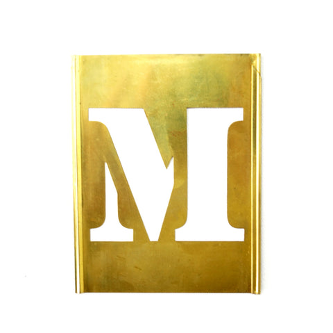 Vintage Brass Stencil Letter "M", Reese's Interlocking Stencils, 2-1/2" letter (c.1950s) - thirdshift