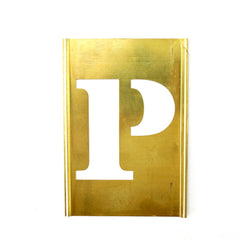 Vintage Brass Stencil Letter "P" Reese's Interlocking Stencils, 2-1/2" letter, 4-1/2" tall (c.1950s) - thirdshift