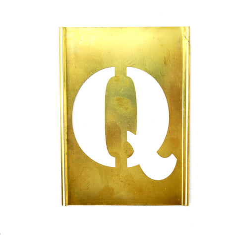 Vintage Brass Stencil Letter "Q" Reese's Interlocking Stencils, 2-1/2" letter, 4-1/2" tall (c.1950s) - thirdshift