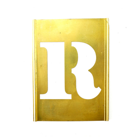 Vintage Brass Stencil Letter "R" Reese's Interlocking Stencils, 2-1/2" letter, 4-1/2" tall (c.1950s) - thirdshift