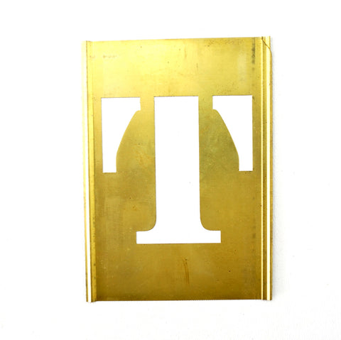 Vintage Brass Stencil Letter "T" Reese's Interlocking Stencils, 2-1/2" letter, 4-1/2" tall (c.1950s) - thirdshift