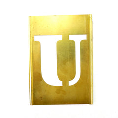 Vintage Brass Stencil Letter "U" Reese's Interlocking Stencils, 2-1/2" letter, 4-1/2" tall (c.1950s) - thirdshift