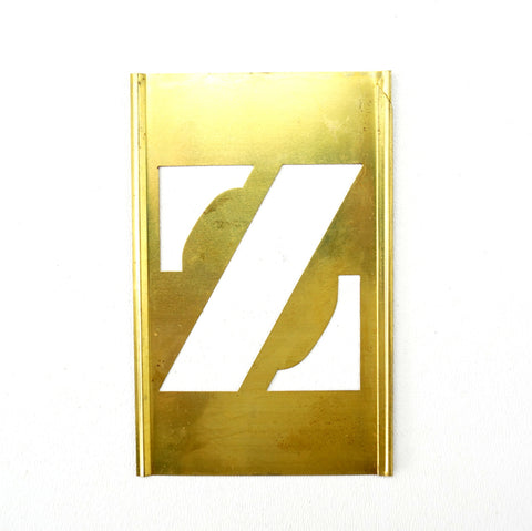 Vintage Brass Stencil Letter "Z" Reese's Interlocking Stencils, 2-1/2" letter, 4-1/2" tall (c.1950s) - thirdshift