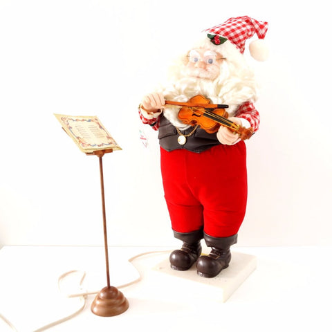 Vintage 21" Animated Musical Santa Playing Violin, Sounds of Christmas by Telco Motion-Ette (c.1992) - thirdshift