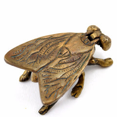 Vintage Brass Fly Ashtray / Trinket Box with Flat Pivoting Wings (c.1950s) - thirdshift