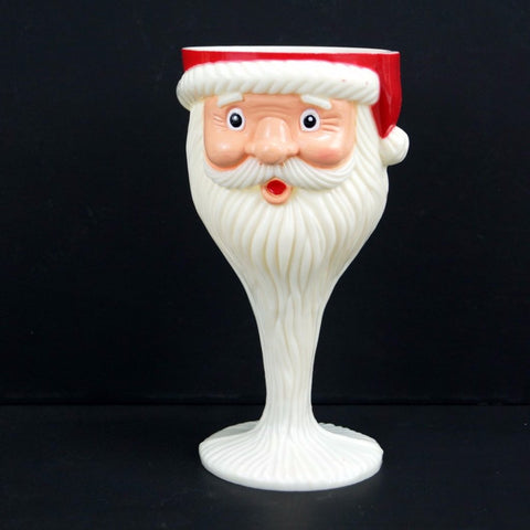 Vintage Santa Claus Face Stemmed Goblet (c.1980s) - thirdshift