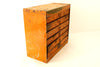 Vintage Industrial Metal Parts Cabinet, 7 Drawers in Bright Orange (c.1950s) - thirdshift