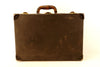 Vintage Black Suitcase with Black Metal Corners and Leather Handle (c.1930s) - thirdshift