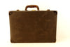 Vintage Black Suitcase with Black Metal Corners and Leather Handle (c.1930s) - thirdshift