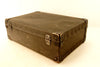 Vintage Black Suitcase with Black Metal Corners and Leather Handle (c.1930s) - thirdshift