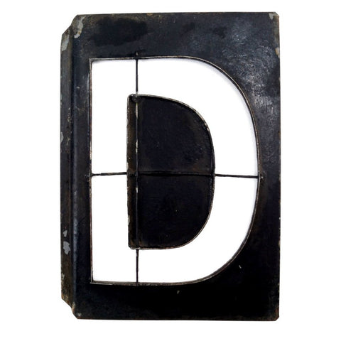 Vintage Metal Letter "D" Moonglo Marquee Letter, 13" tall (c.1900s) N3 - thirdshift