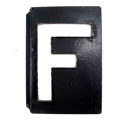 Vintage Metal Letter "F" Moonglo Marquee Letter, 13" tall (c.1900s) N3 - thirdshift