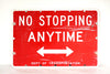 Vintage "No Stopping Anytime" Metal Arrow Sign, Double-Sided (c.1970s) - thirdshift