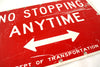 Vintage "No Stopping Anytime" Metal Arrow Sign, Double-Sided (c.1970s) - thirdshift