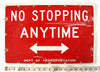 Vintage "No Stopping Anytime" Metal Arrow Sign, Double-Sided (c.1970s) - thirdshift