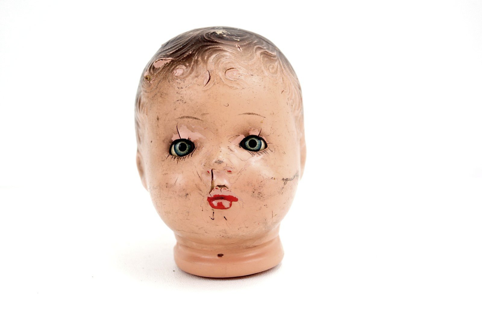 Vintage Composition Baby Doll Head with Sleep Eyes and Molded Hair, 4. –
