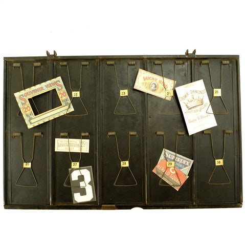 Vintage Industrial Metal Receipt Holder with Numbered Spring Clips, Double-Sided #11-30 (c.1920s) - thirdshift