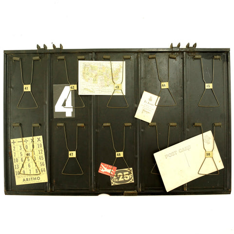 Vintage Industrial Metal Receipt Holder with Numbered Spring Clips, Double-Sided #31-50 (c.1920s) - thirdshift