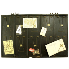 Vintage Industrial Metal Receipt Holder with Numbered Spring Clips, Double-Sided #31-50 (c.1920s) - thirdshift