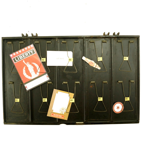 Vintage Industrial Metal Receipt Holder with Numbered Spring Clips, Double-Sided #71-90 (c.1920s) - thirdshift