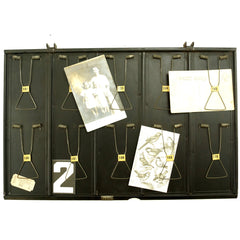 Vintage Industrial Metal Receipt Holder with Numbered Spring Clips, Double-Sided #91-110 (c.1920s) - thirdshift